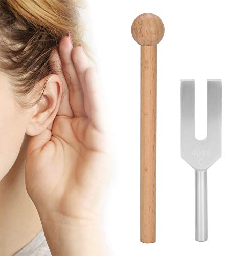 Brrnoo Diapason à Haute fréquence 4096Hz, Diapason médical d'alliage d'aluminium avec Marteau en Bois et Outil de thérapie sonore de Vibration de Sac de Flanelle, Diapasón curativo Con sonido