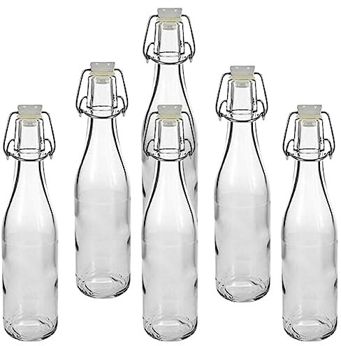 mikken 6 x Glasflasche 330 ml mit Bügelverschluss aus Kunststoff inkl. Beschriftungsetiketten