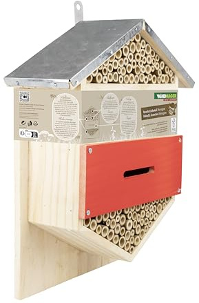 Windhager Hotel de Insectos Hexagon - Madera y bambú - Hotel de Abejas, casa de Insectos - casa de Insectos para Abejas, Mariquitas y crisopas - Hotel de Abejas para Colgar