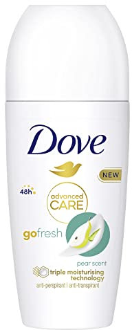 Dove, Deodorante Roll On Advanced Care Pera e Aloe, Deodorante Antitraspirante, Formula Delicata Con Tripla Azione Idratante, Protezione Fino a 48 Ore, Deodorante Uomo e Donna, 50 ml