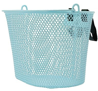 P4B | Happy Kids Fahrradkorb für Kinder in Lichtblau mit Klettverschluss | Vorderradkorb | Engmaschig | Stahlgeflecht | Mit Tragebügel