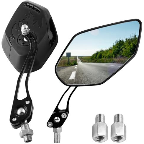 Esayeefo Motorrad Seitenspiegel Rückspiegel Motorrad Lenkerendenspiegel Seitenspiegel 10mm und 8mm Universal Seitenspiegel für Scooter Motorräder