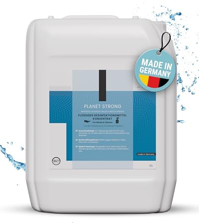 Planet Strong® – 10L Flächendesinfektionsmittel Konzentrat | Für Küche, Bad & Oberflächen | Alkoholfrei & basisch | Wirksam gegen Bakterien, Viren, Pilze, Schimmel & Gerüche | Made in Germany