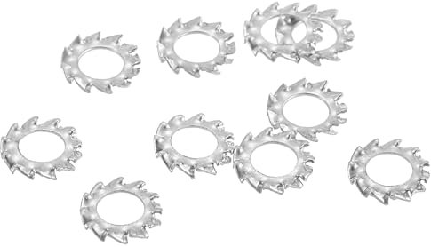 QUARKZMAN 60 Piezas Arandelas de Seguridad Externas con Dientes de Estrella M4 Arandela de Seguridad Externa Dentada de Acero Inoxidable 304 para Sujetadores Mecánicos Plateado