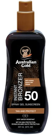 Australian Gold SPF 50 Spray Gel con Bronzer 237 ml