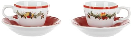 KASANOVA Lot de 2 tasses à café Noël avec soucoupe en porcelaine