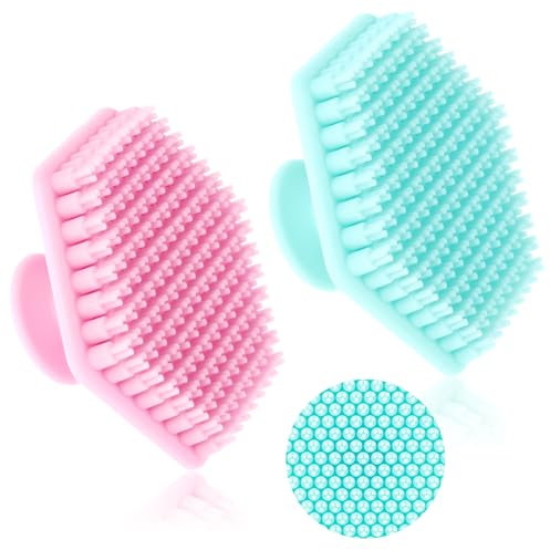 Oruola Confezione da 2 spugne per il viso in silicone, scrubber per il corpo in silicone, per la pulizia manuale del viso in morbido silicone, per tutti i tipi di pelle, spazzola per il corpo in