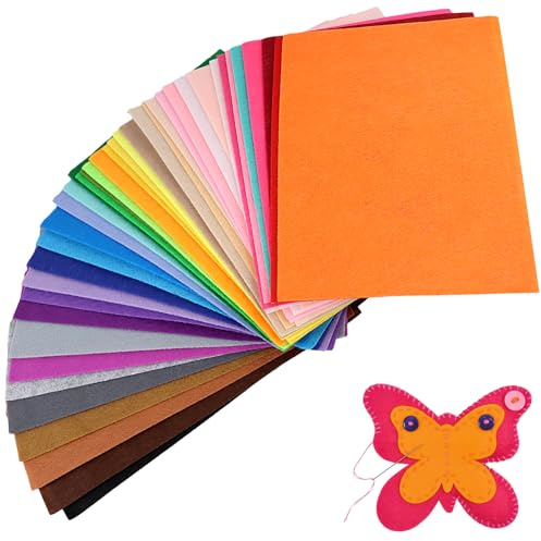 Funsuei 80 stycken filttyg 20 x 30 cm, 40 färger pysselfilt 1 mm, färgglad filtmatta filtplattor för pyssel gör-det-själv hantverk
