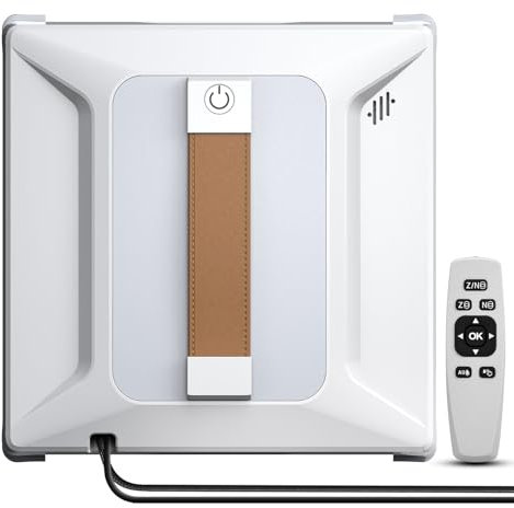 Ehomfory Fensterputzroboter mit Fernbedienung, Automatischem Wasserstrahl mit 100ML Tank, 6000PA Starke Saugkraft, Auto Wegplanung, Randerkennungstechnologie, Geeignet für alle Glatten Oberflächen