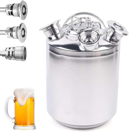 Contenitore per Pulizia della Birra, 10L Botte per Pulizia della Birra in Acciaio Inox, 3 Teste Dispositivo di Pulizia della Birra per Lance di Tipo A e S e G,per Impianto di Spillatura della Birra