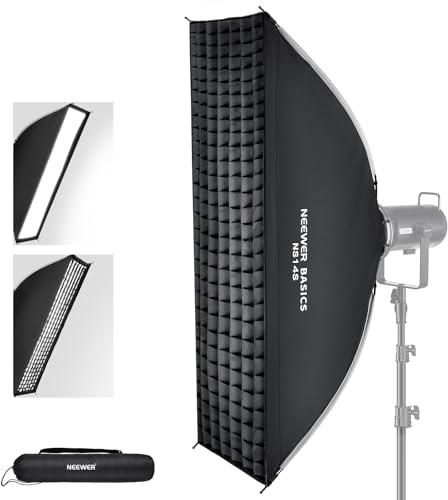 NEEWER BASICS Rechteckiges Softbox Set, 30 x 120cm Quick Release Bowens Mount Streifen Soft Box Lichtdiffusor, kompatibel mit Godox, kompatibel mit Aputure, für Studiofotografie, Videoaufnahmen, NS14S