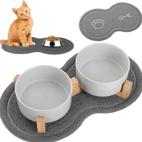 PARENCE.-Tapis antidérapant pour Chiens et Chats – Dessous du Bol 46x26 cm – Protection du Sol et Repas Propres – Imprint & Design Poisson