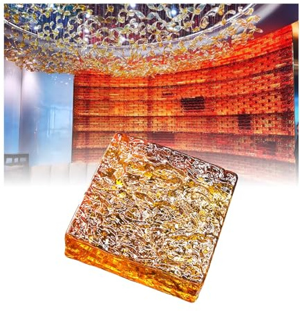 Dekorativa glasblock för väggar kristallklara rektangulära tegelstenar med värmeisolering för barhotell kontor (orange)