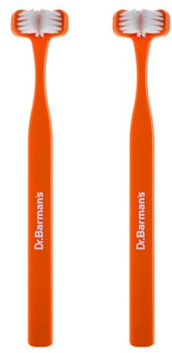 Dr Barman's Superbrush Adult 3-Sided Toothbrush Orange Pack of 2 | 3-Sided Cleaning, Soft Bristles, Orange, Pack of 2, Manual Toothbrush