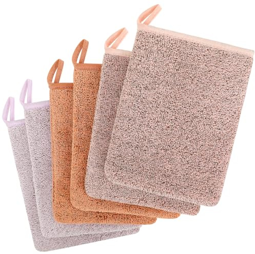 COZYMIRE Gant de Toilette Microfibre Coton pour Bebe et Enfant - Gants de Toilette Microfibre Serviette Visage Réutilisable 6 Pièces-026