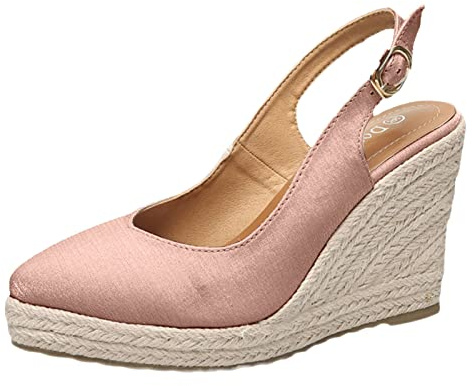 Kilklack sandaler damer eleganta – klackskor damer spets, rempumps fram stängda höga klackar ortopedisk plattform spänne utomhussandaler Slingback barfotasandaler formella skor