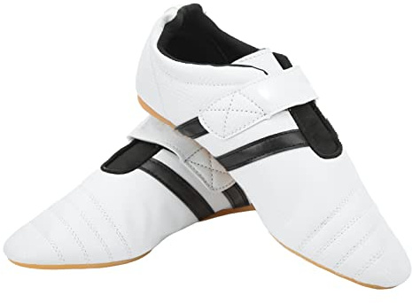 Zapatos de taekwondo, zapatillas de artes marciales, boxeo, karate, kung fu, tai chi zapatos para hombres y mujeres, rayas negras, piel sintética, suela Oxford, duradera, ligera, antideslizante