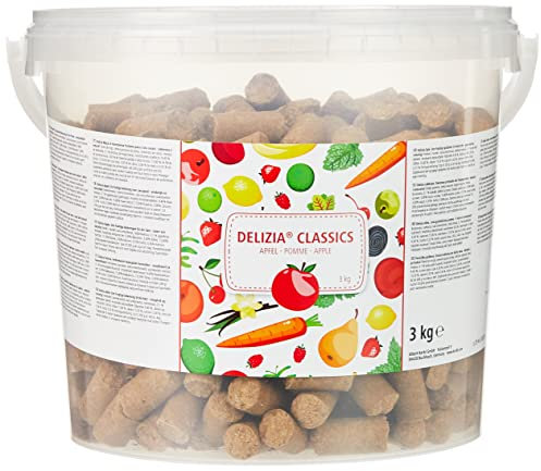 Kerbl Delizia Belohnungswürfel Classic (für Pferde, 3 kg Eimer, Geschmacksrichtung Apfel, mit natürlichem Gehalt an Mineralstoffen, Pferdesnack) 325008, orange