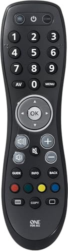 One For All Simple 2 Universal remote control - Perfect replacement remote for 2 devices: TV and STB (Freeview/Sat/Cable) – With learning feature – Guaranteed to work all brands – Black – URC 6420