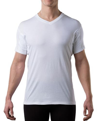 THOMPSON TEE - Maglia Intima blocca-Sudore - con Pad sotto-Manica Anti-Sudore - Modello Originale - Scollo a V - Bianco - X-Large