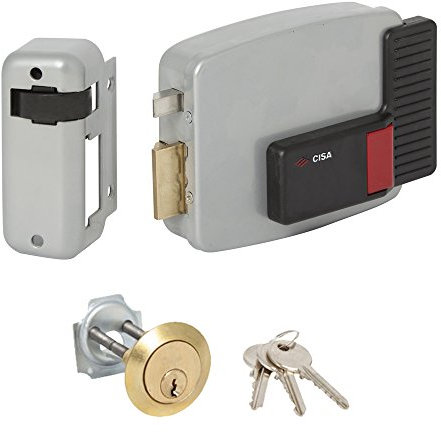 CISA 111610502 11610-50-2 Cerradura ECTRICA APLICAR Cilindro EXTRAÍDO SX, 12 V, Pintado Gris Aluminio, Entrata 50