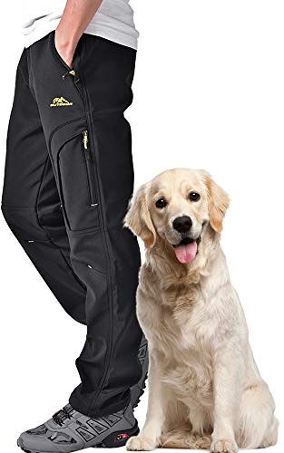Toomett Men's Snow Pants Skiing Winter Insulated Soft Shell Outdoor Fleece Lined Hiking Pants with Zipper Pockets,MH4409,Black,36