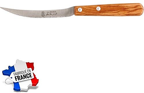 Les Colis Noirs LCN - Couteau a Tomate INOX Manche Bois d'Olivier La Fourmi - Ustensile Cuisine Légume - 033