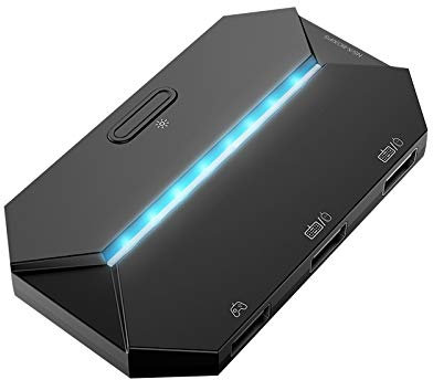 UrChoiceLtd G6L - Convertitore controller da gioco retroilluminato RGB USB tipo C per tastiera e mouse, adattatore LED per PS4/Xbox One/Xbox 360/Nintendo Switch/PS3 (nero)