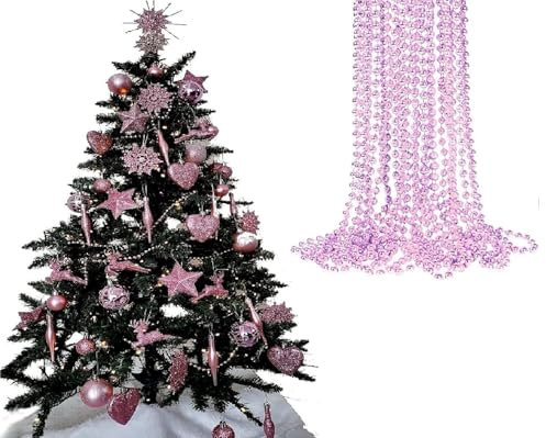 UKDeals Direct UKDD® Guirlande de perles de Noël brillantes pour sapin de Noël Rose pâle 10 m