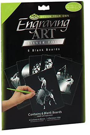 Pracht Creatives Hobby Royal & Langnickel - Kratzbilder Set zum Selbstgestalten, Silber, 6 Stück, Kratzbilder für Kinder und Erwachsene