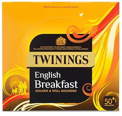 Twinings English Breakfast Tea Enveloped Tea Bags, 6 Boxes of 50 Individually Wrapped Tea Bags