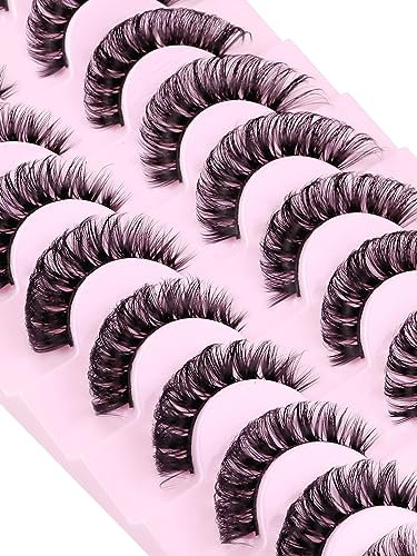 BELEVO Pestañas Postizas Naturales, 10 Pares Pestañas Pelo A Pelo 3D Kit De Pestañas Reutilizable Lashes Hecho A Mano
