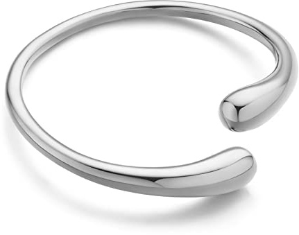 WOWORAMA Teardrop Cuff Bracelets for Women White Gold Plated Chunky Open Cuff Bangle Bracelets Adjustable Bypass Bracelet Polished Simple Silver Wrist Cuffs Bracelet