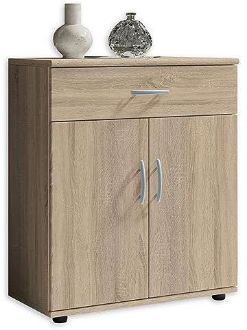 LILLY Kommode in Eiche Sonoma Optik - Moderne Kommode mit Schublade und viel Stauraum für Wohnzimmer, Esszimmer und Flur - 60 x 70 x 30 cm (B/H/T)