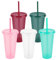 5 Stück Bunte wiederverwendbare Kunststoffbecher mit Deckel und Trinkhalmen, 24oz Trinkbecher,bruchsicher, für Partys, Camping und Kinder,Plastikbecher Smoothie Kaffee Becher To Go Reisebecher Tasse