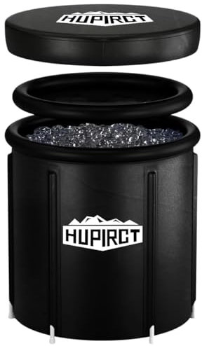 HUPIRCT Ice Bath Tub Taille Plus 80x80cm, Bain Froid Récupération, Bain De Glace Sportif, Baignoire Portable Bathtub, Ice Recovery Pod (noir)