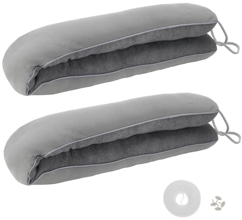 UNGFEI 2 st grå dörrutkastsuteslutare, 93 x 11 cm vindstoppsdörr med stift, dörrkudde, dragstopp, dörrkudde, dragstoppare, dörr för dörrfönster, ljudisolerad och tätning