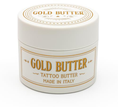Gold Butter - Ink Progress - BURRO TATTOO, 10g, Made in Italy, Formula Naturale per Idratazione e Protezione - crema tatuaggi