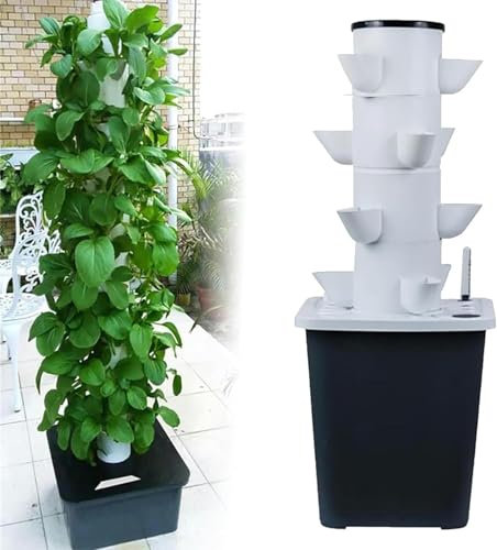 Generico Torre di Coltivazione Verticale, Attrezzatura per La Coltivazione Fuori Suolo 30 Fori, Erbe/Frutta/Verdura da Interni, per Principianti (18holes)