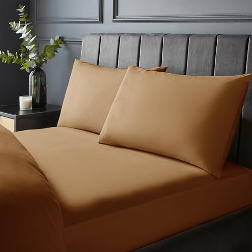 Silentnight Pure Cotton Fitted Sheet - Cool Soft Touch 200 Thread Count - Extra Deep 40cm Bed Mattress Sheet - Breathable 100% Cotton - Elasticated Corners, Machine Washable, Orange Terracotta, Double
