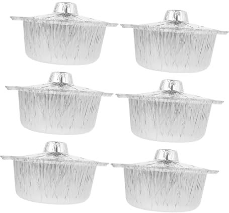 Mobestech 6 Piezas Potentes Recipientes de Desechables con Asar y Hornear Versátiles Bowls de Barbacoa y Camping