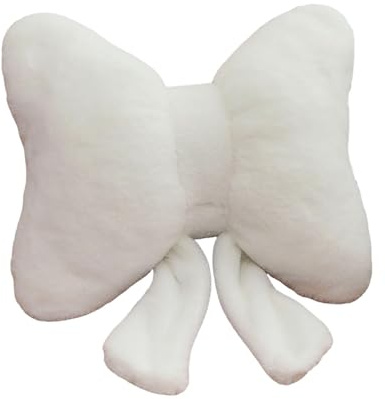 Fenteer Bow Pillow Soft Knot Throw Cushion Decorative Back Support Back Cushion for Car Seat, Office Chair, Sofa & Bedroom Home Decor, Modern Decor Pillow, White