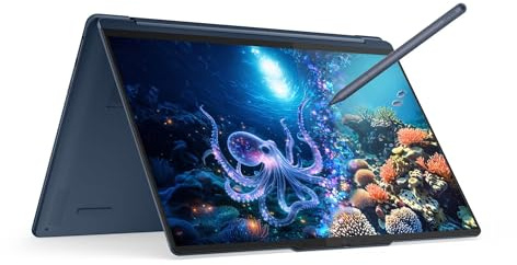 Lenovo Yoga 9i 2-in-1 Aura Edition Laptop with Intel Core Ultra 7 258V Processor,14” 2.8K 1,100 nits(HDR) OLED, Touchscreen Display, 32GB LPDDR5X-8533MT/s Memory, 1TB SSD, Wi-Fi 7, Pen, and Win 11 Pro
