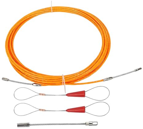 Aiguille Electricien 10 m, Tire Cable Electrique Diamètre 3.0 mm, Tire Cable avec 2 Têtes de Guidage, Spirale Rétractable, Tire Fil pour Conduits de Câbles La Pose de Chemins de Câbles