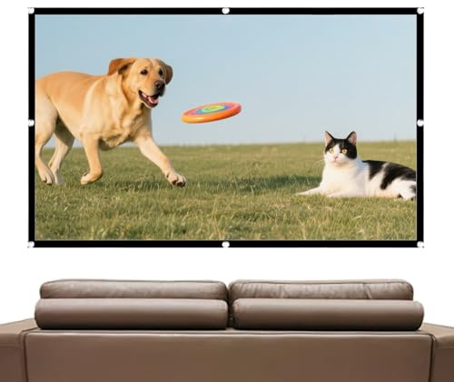 Projector Screen - Portable Foldable Video Equipment, Magnetic Roll up Large Theater Screen, Anti Crease Display, Easy Transport, Home Cinema Accessory for Indoor, Camping and RV