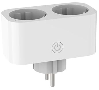 Lamsimoy TUYA Smart Wifi Enchufe Dual 16A 2 en 1 de Corriente Interruptor Temporizador de Hogar Inteligente Control de Voz por Aplicación CLY809 Enchufe UE