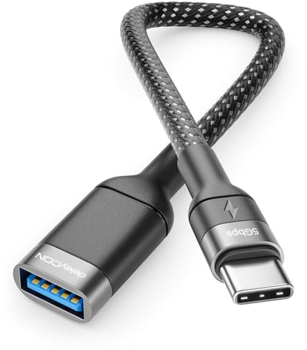 deleyCON Adattatore USB C a USB 3.0 OTG Tipo-C Connettore a Presa A - Collegamento per iPhone 17/16/15, Galaxy S26/S25/S24, A56, A17, A16, A26, Xiaomi, Pixel, MacBook, iPad, Notebook ecc.