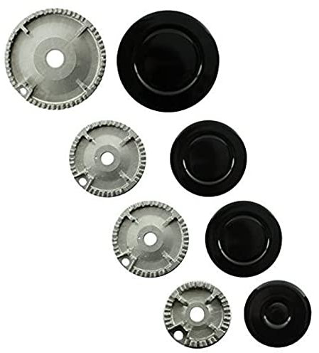 SPARES2GO (Non Universal) Oven Cooker Hob Gas Burner Crown & Flame Cap Kit for Lamona (Small, 2 Medium & Large, 55mm - 100mm)