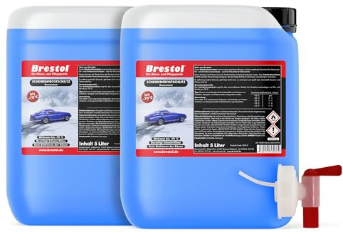 Brestol Scheibenfrostschutz 10 Liter Konzentrat -70 °C inkl. Auslaufhahn 51 mm - Waschanlagenzusatz Antifrost Anti-Frost Klarsicht Enteiser Scheibenenteiser Klare Sicht