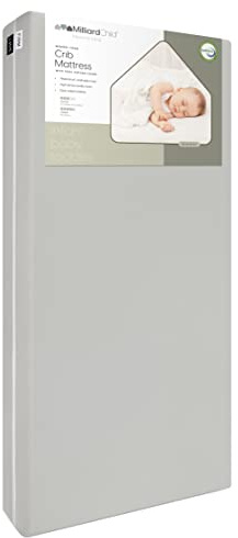 Milliard Memory Foam Crib Mattress, New Edition, Flip Technology, Firm Side for Baby and Soft Side for Toddler - 100% Cotton Cover, Made in The USA, 5.5x52x27.5 in.
